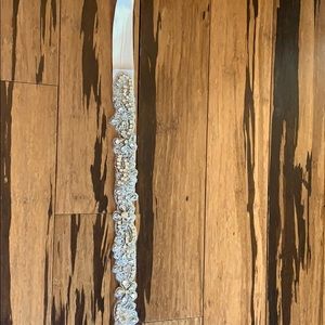 Ivory rhinestone belt with ribbon tie or headband